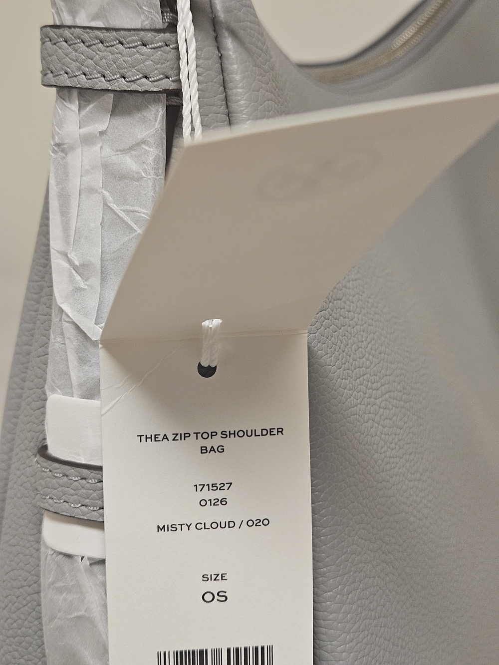 Tory Burch Light Grey Pebbled Leather Shoulder Bag - Picture 4 of 12